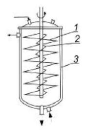 Схема реактора со спиралевидной мешалкой