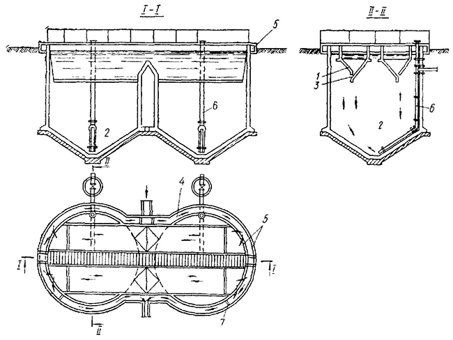 Спаренный двухъярусный отстойник