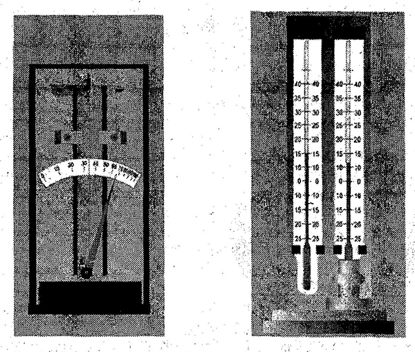 а - волосной гигрометр; б - психрометр