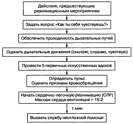 Последовательность проведения первичных реанимационных мероприятий при остановке сердечной деятельности