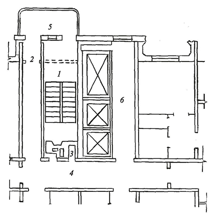 Лестнично-лифтовой узел с незадымляемой лестничной клеткой 1 типа (Н1)