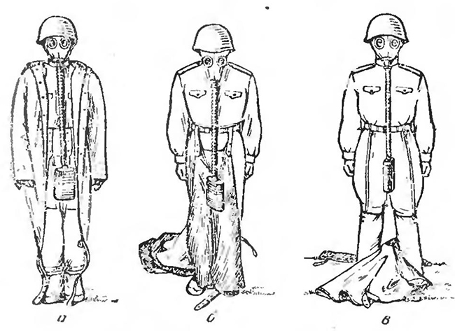 Приемы снимания общевойскового защитного комплекта при использовании его в виде комбинезона