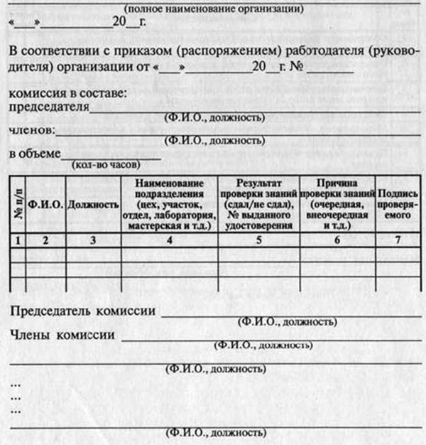 Приложение 1 к Порядку обучения по охране труда и проверке знаний требований охраны труда работников организаций